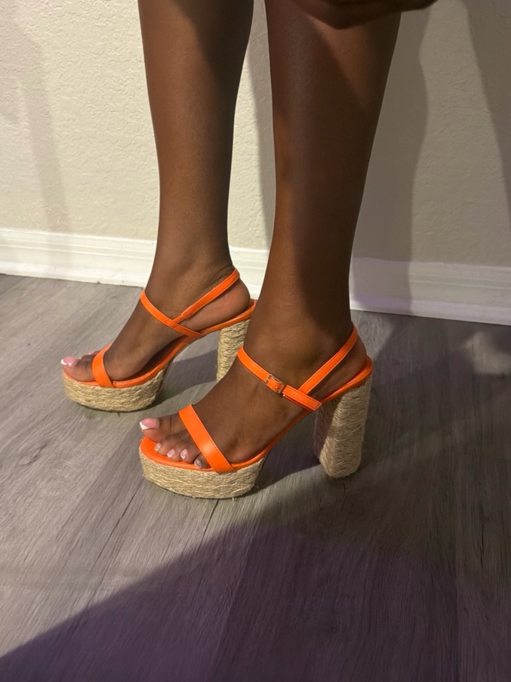 Fashion Nova Orange Platform Espadrille Heels